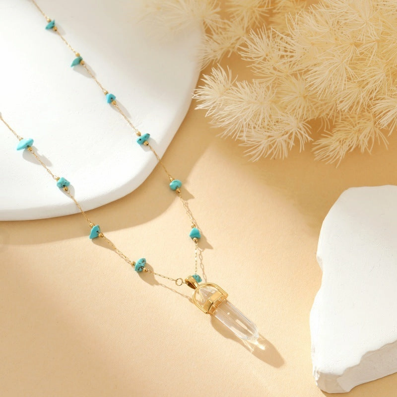 Wholesale of Natural Stone Chains, Fashionable and Versatile Titanium Steel Necklaces