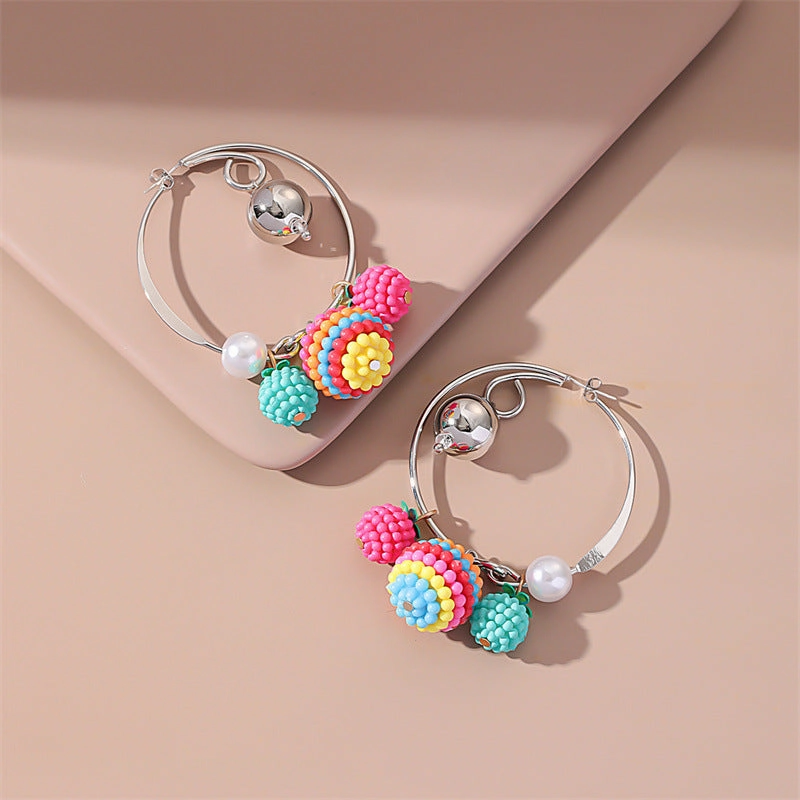 Wholesale of New Ball Small Fresh Colored Resin Earrings