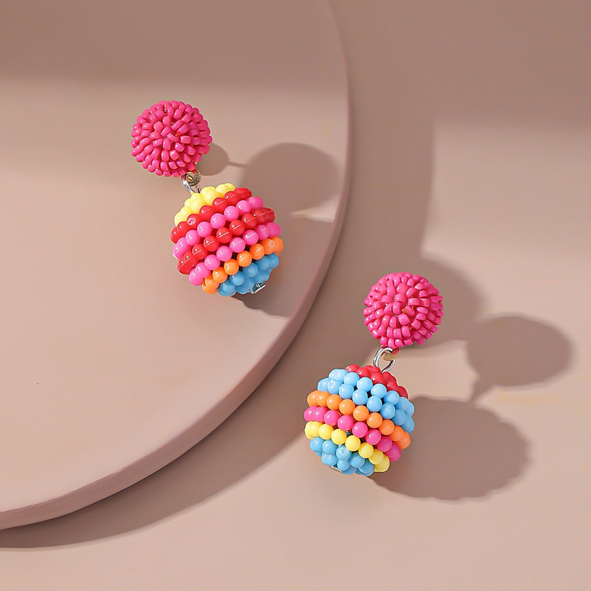 Wholesale of New Ball Small Fresh Colored Resin Earrings