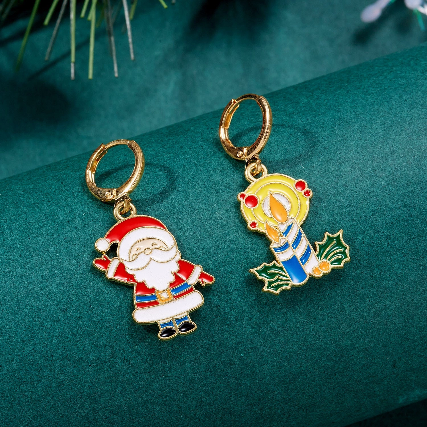 Wholesale of New Christmas Tree Asymmetric Alloy Earrings