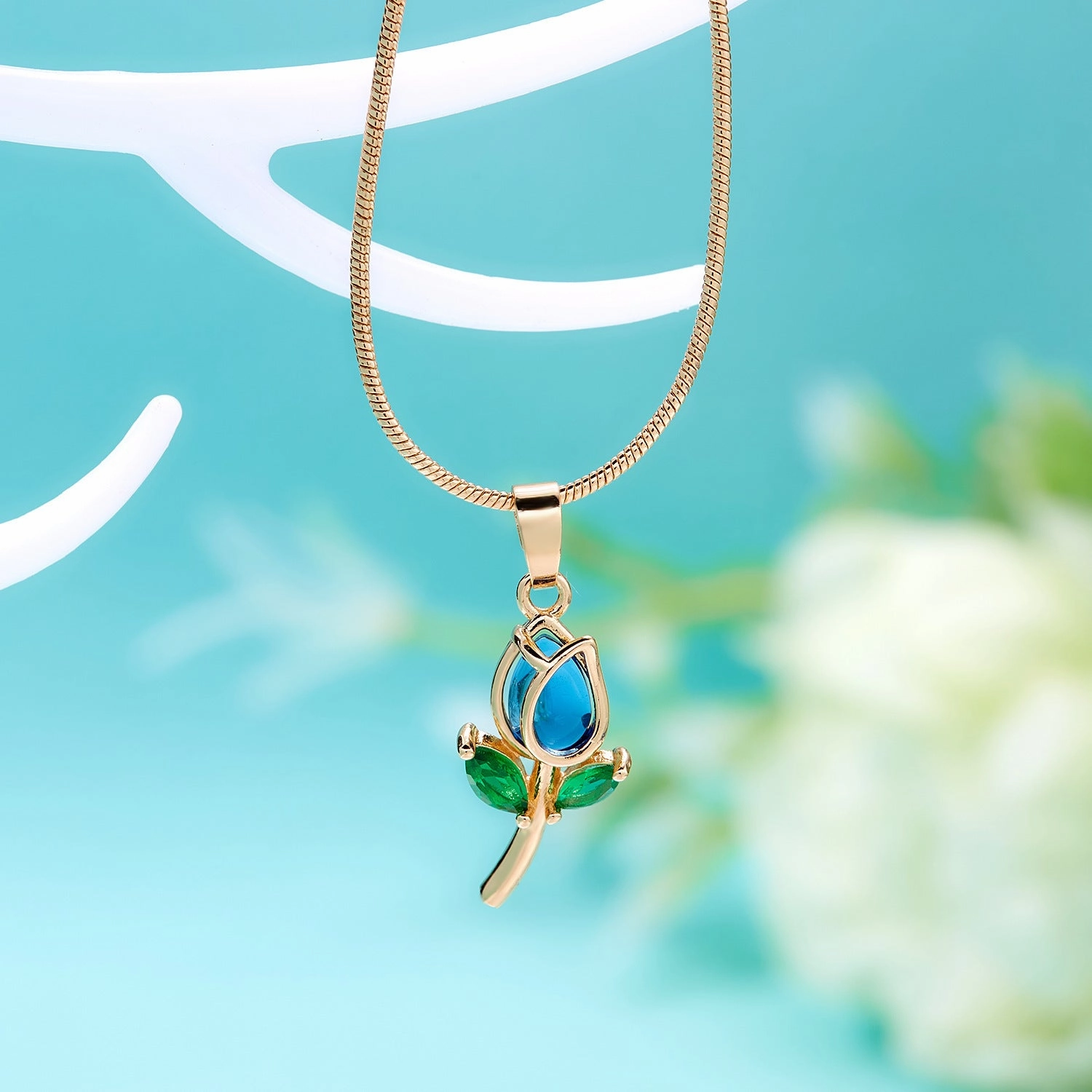 Wholesale of New Elegant Tulip Studded Collarbone Alloy Necklace