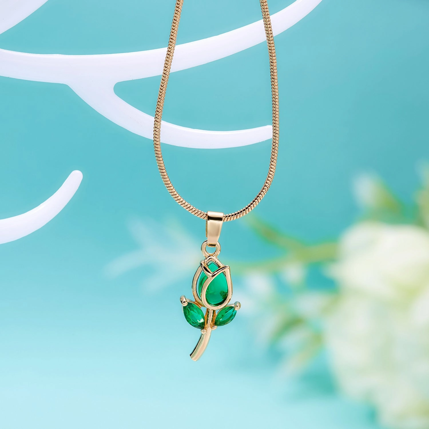 Wholesale of New Elegant Tulip Studded Collarbone Alloy Necklace