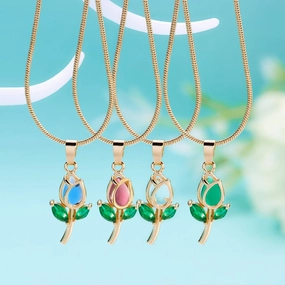 Wholesale of New Elegant Tulip Studded Collarbone Alloy Necklace