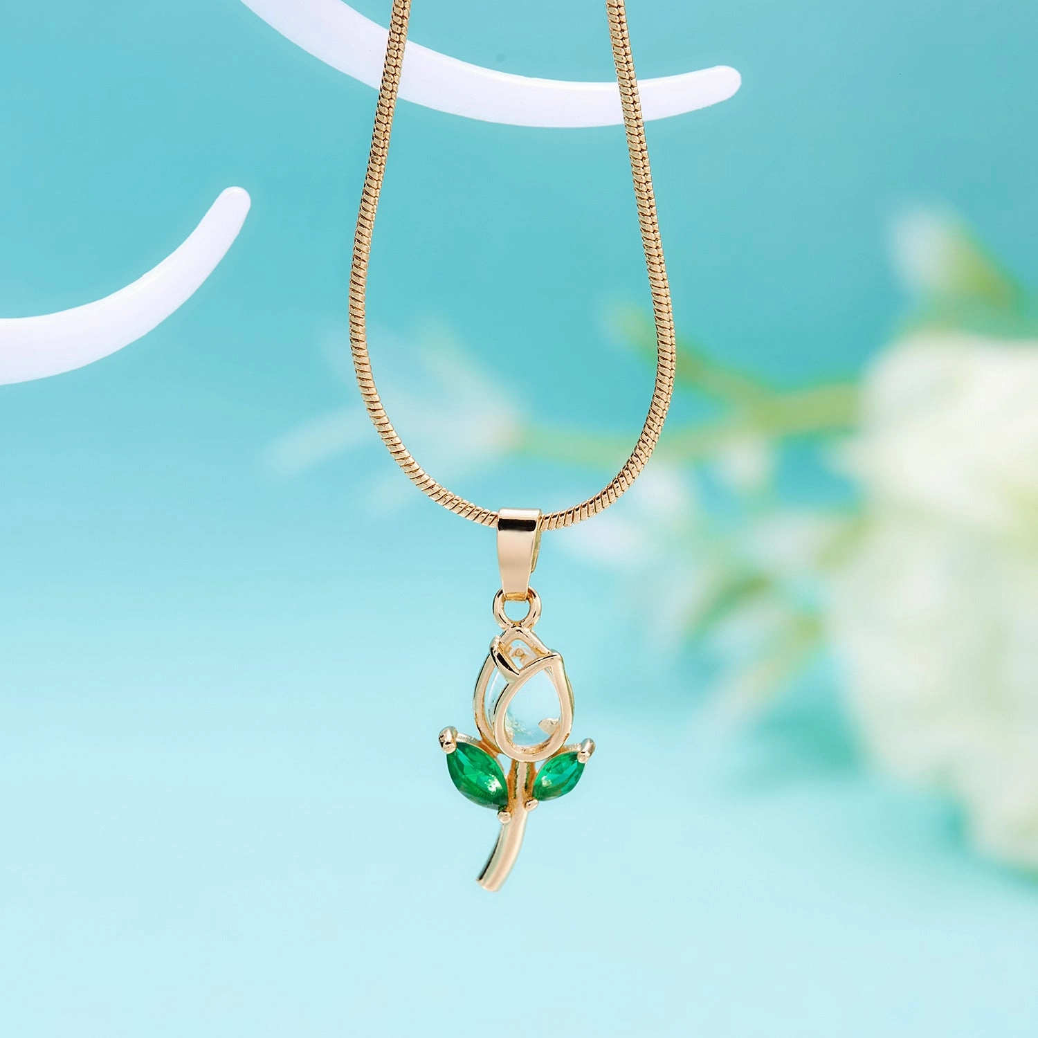 Wholesale of New Elegant Tulip Studded Collarbone Alloy Necklace