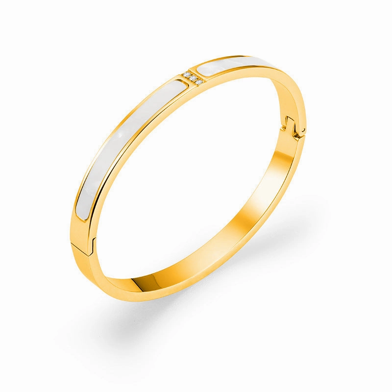 Wholesale of New Gold White Fritillaria Stainless Steel Bracelet