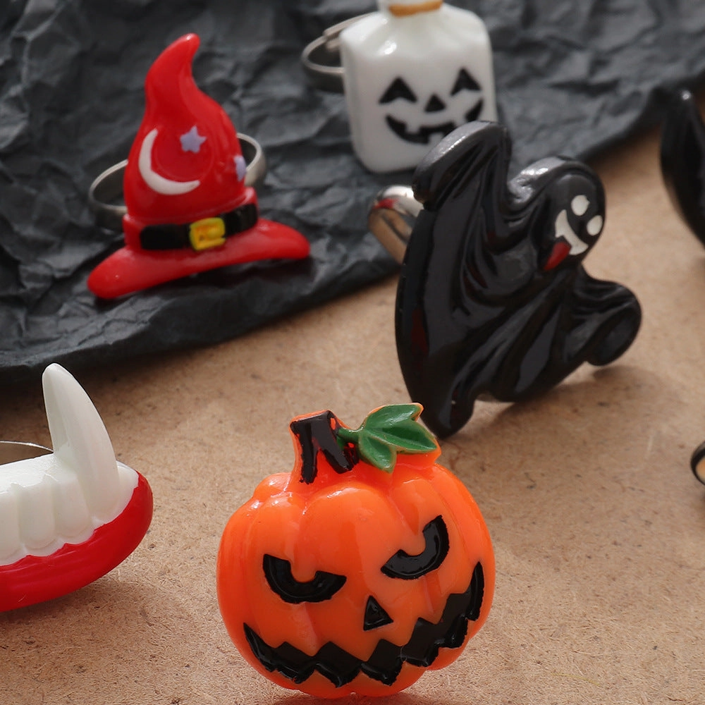 Wholesale of New Halloween Death Ghost Pumpkin Resin Rings