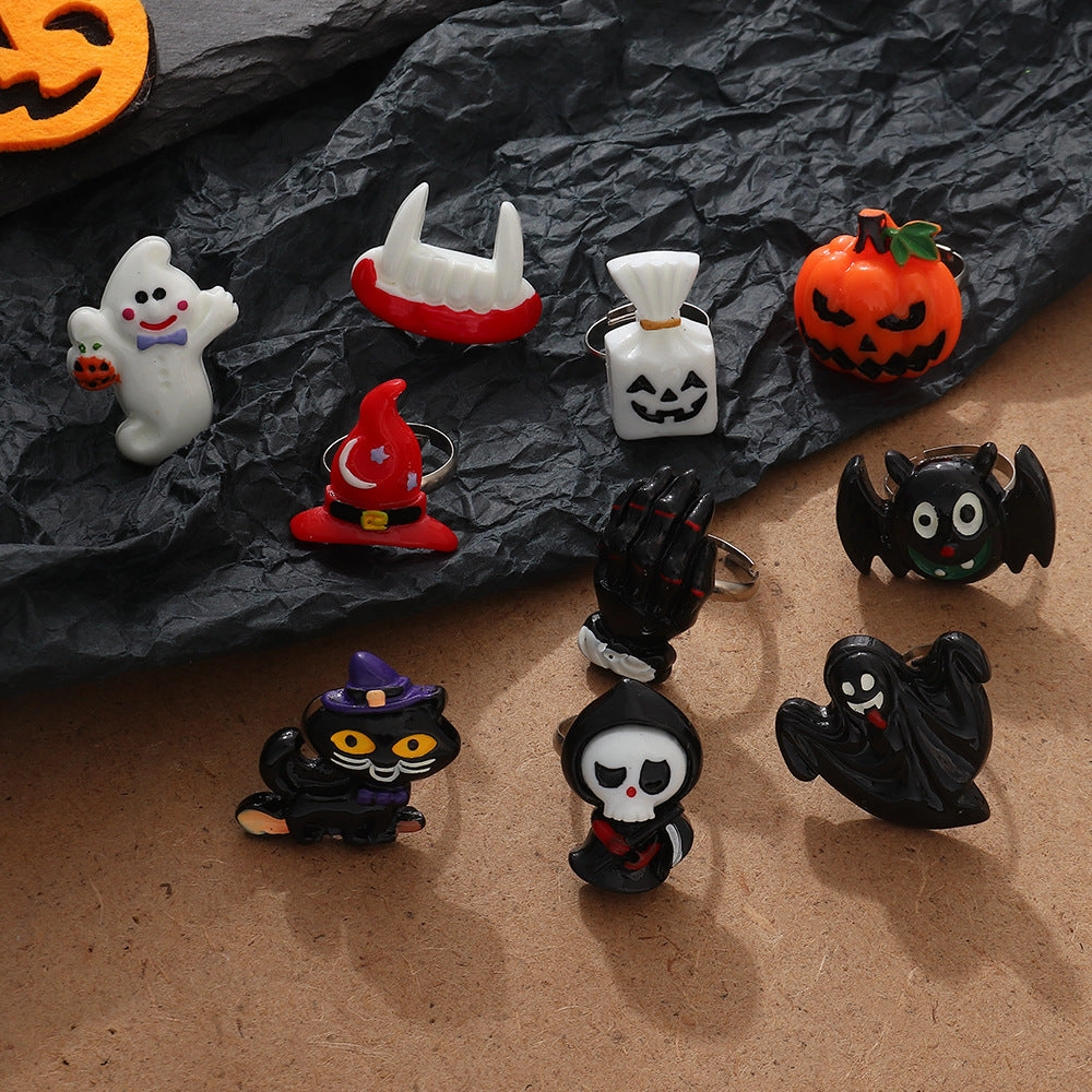 Wholesale of New Halloween Death Ghost Pumpkin Resin Rings