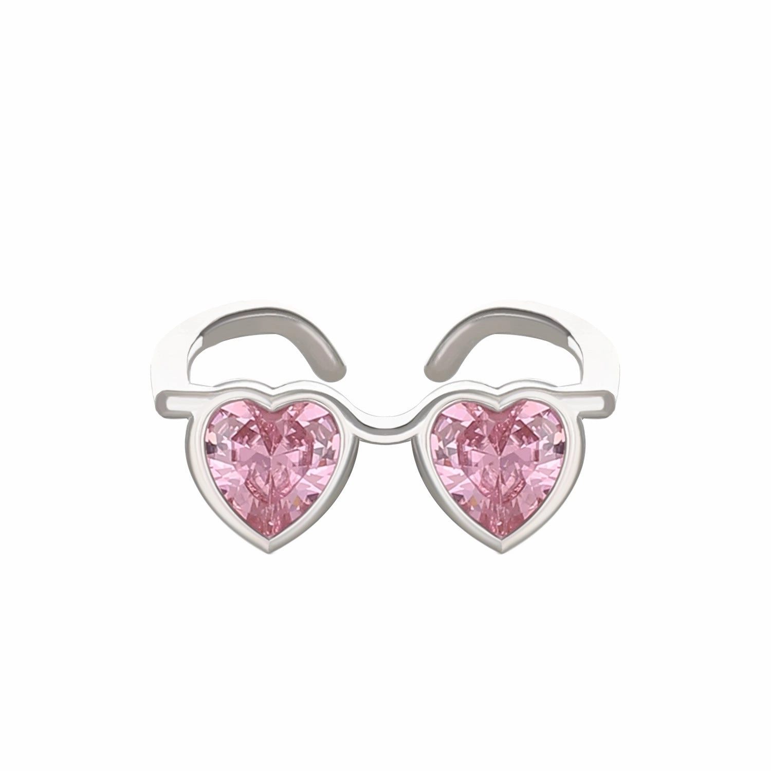 Wholesale of New Heart-shaped Zircon Glasses Alloy Rings