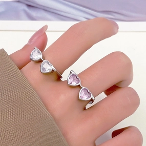 Wholesale of New Heart-shaped Zircon Glasses Alloy Rings