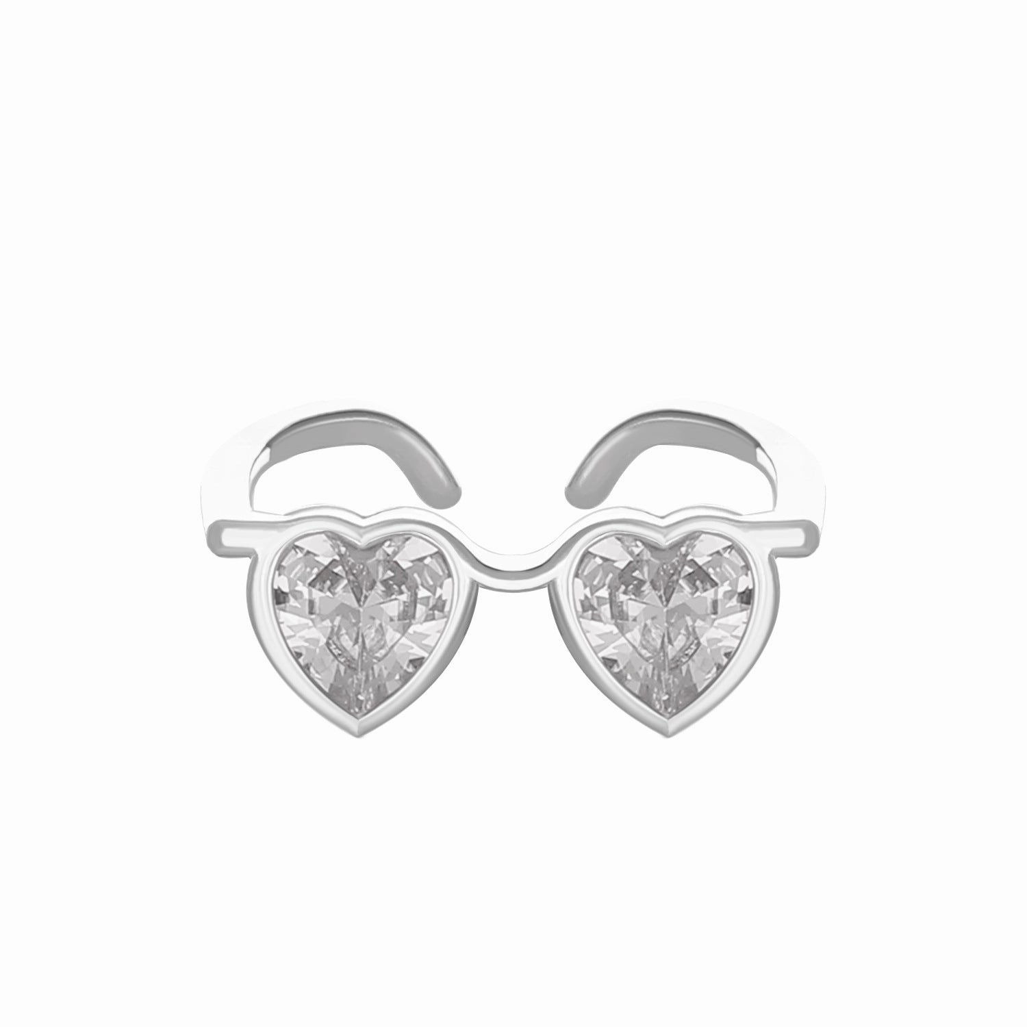 Wholesale of New Heart-shaped Zircon Glasses Alloy Rings