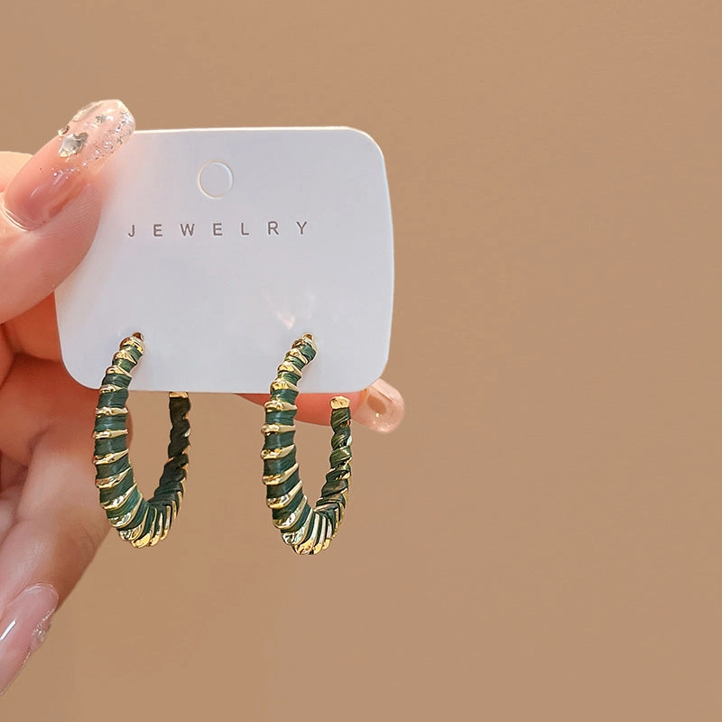 Wholesale of New Products In 2023, Colorful Color Matching C-shaped Metal Earrings