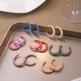 Wholesale of New Products In 2023, Colorful Color Matching C-shaped Metal Earrings
