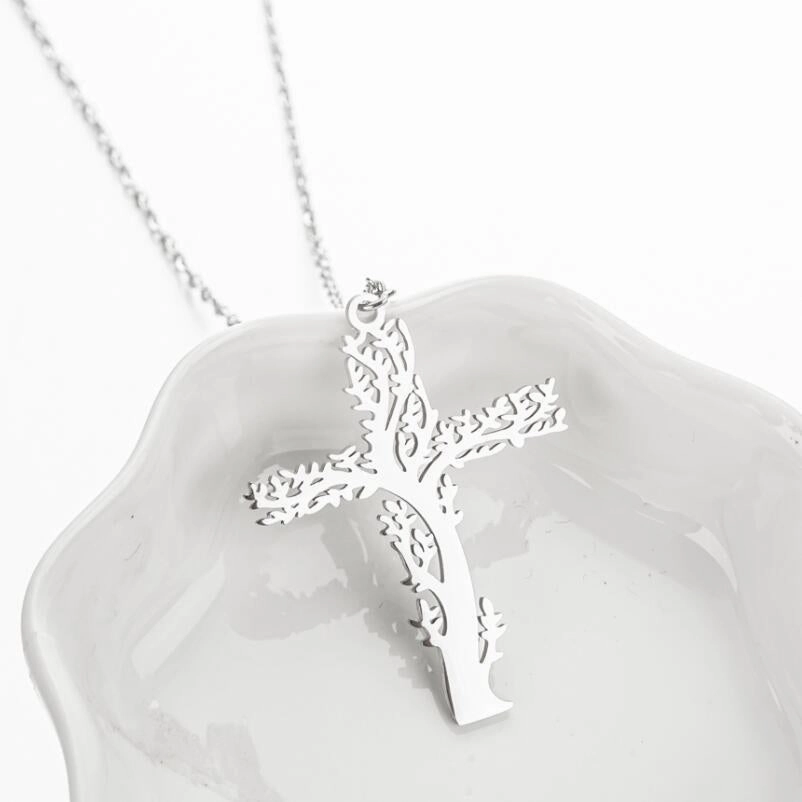 Wholesale of New Tree of Life Cross Stainless Steel Necklace