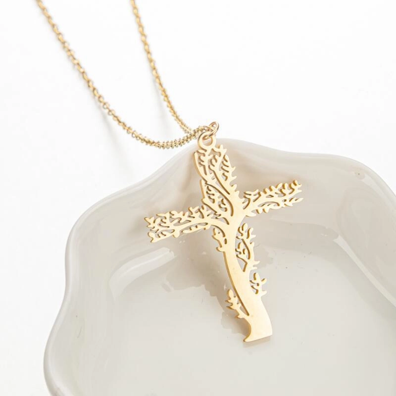 Wholesale of New Tree of Life Cross Stainless Steel Necklace