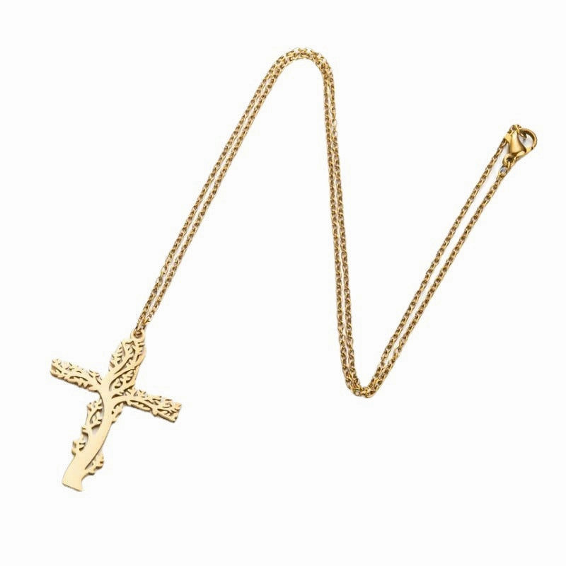 Wholesale of New Tree of Life Cross Stainless Steel Necklace