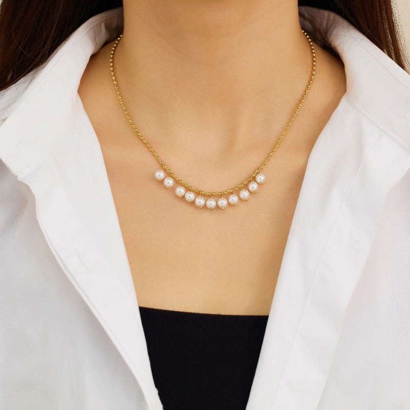 Wholesale of Pearl Titanium Steel Necklaces