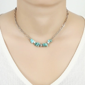 Wholesale of Pine Stone Orchid Red Stone, Freshwater Pearl Clavicle Stainless Steel Necklace