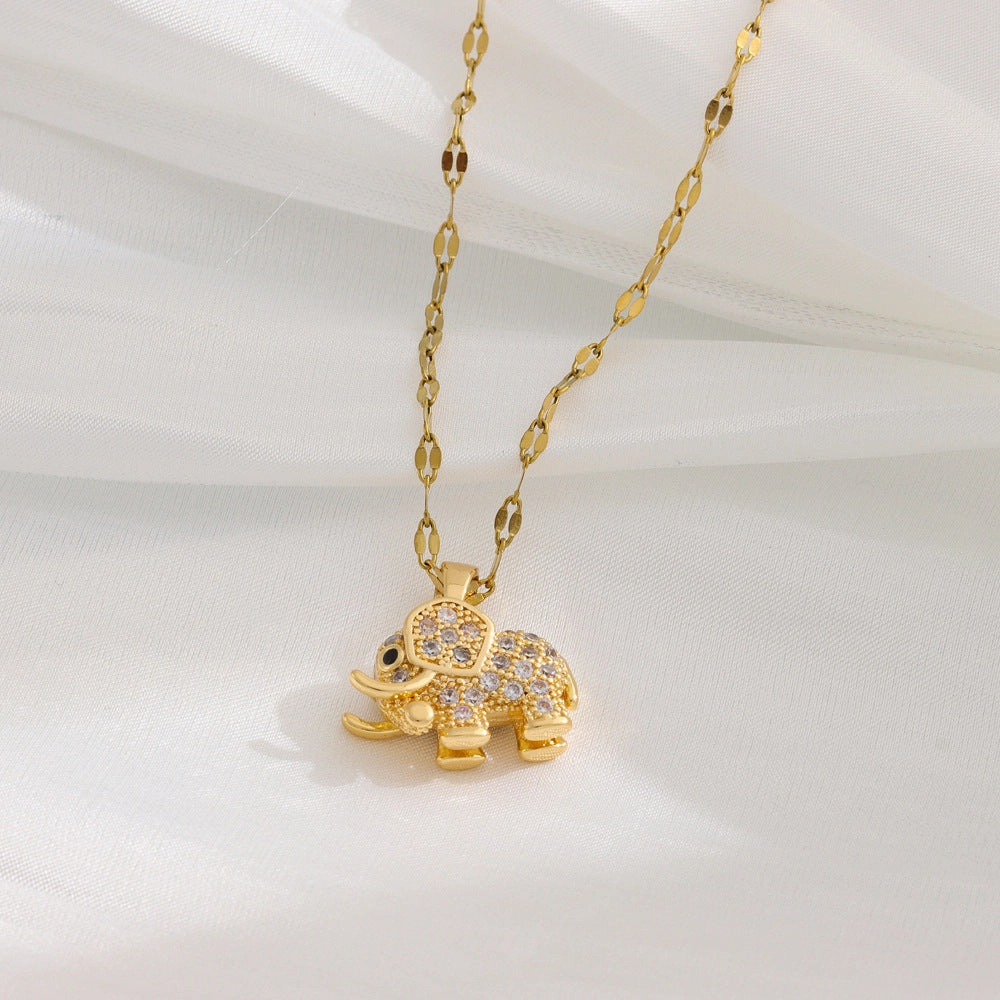 Wholesale of Small Elephant Titanium Steel Necklaces