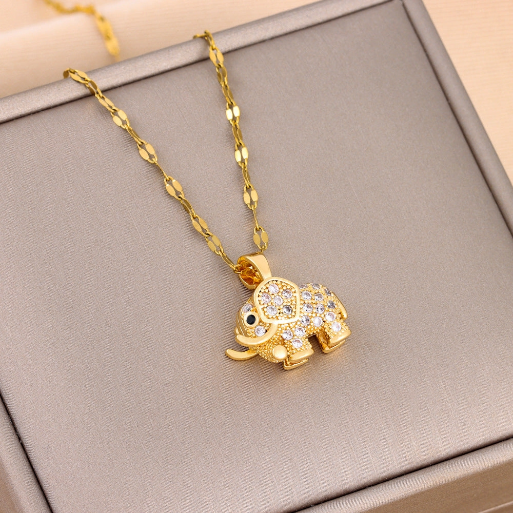 Wholesale of Small Elephant Titanium Steel Necklaces