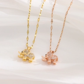 Wholesale of Small Elephant Titanium Steel Necklaces