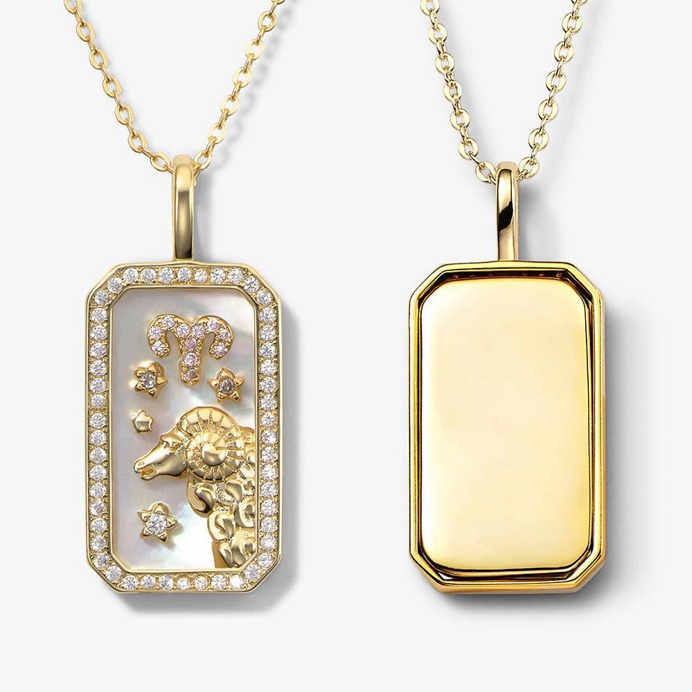 Wholesale of Twelve Constellations Art Retro Style Square Bronze Necklaces