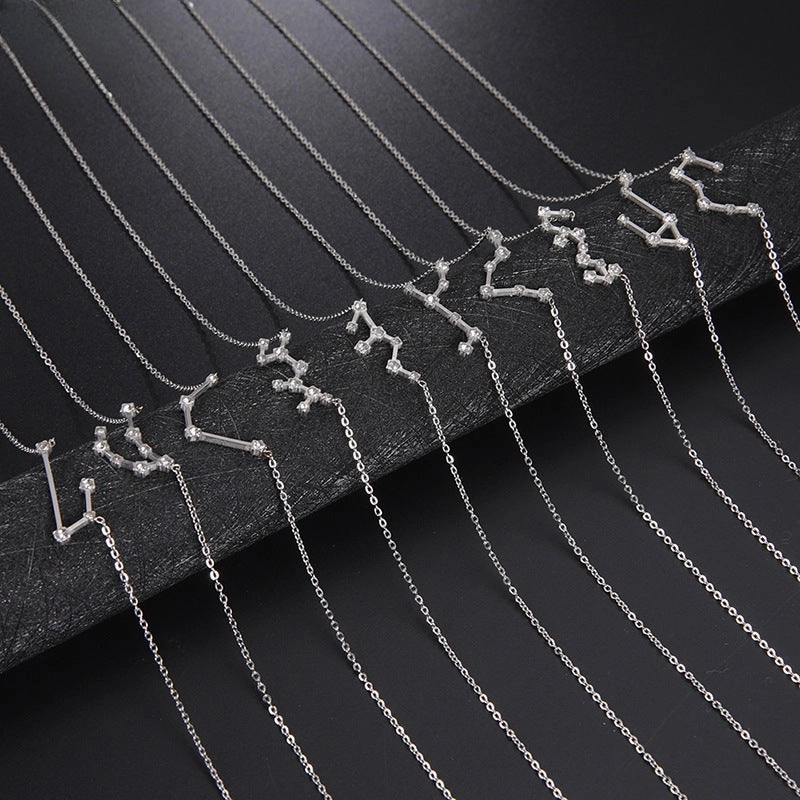 Wholesale of Twelve Constellations with Diamond Necklace Stainless Steel Collarbone Chain
