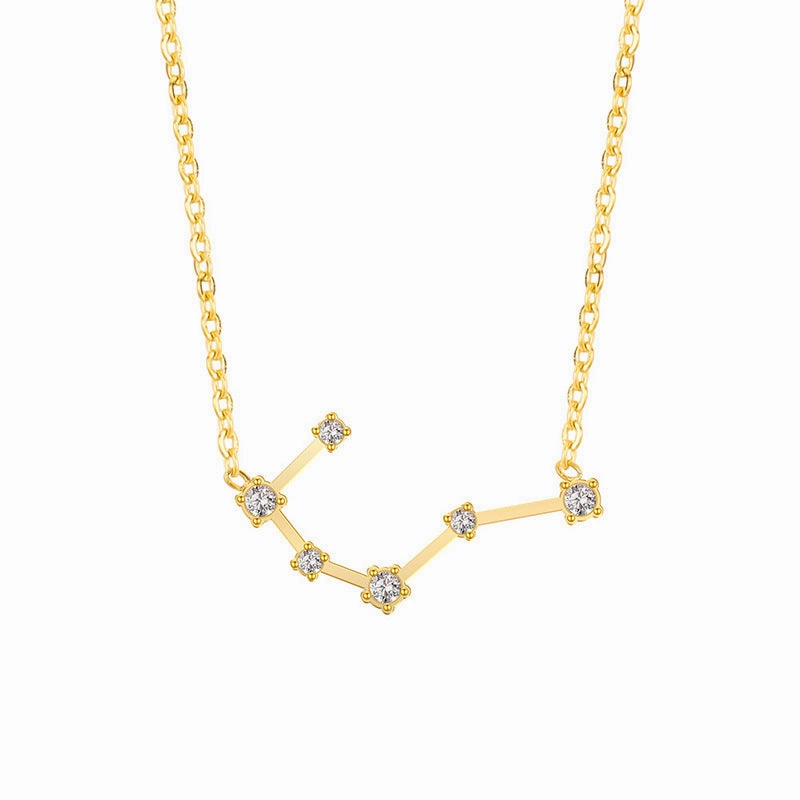 Wholesale of Twelve Constellations with Diamond Necklace Stainless Steel Collarbone Chain