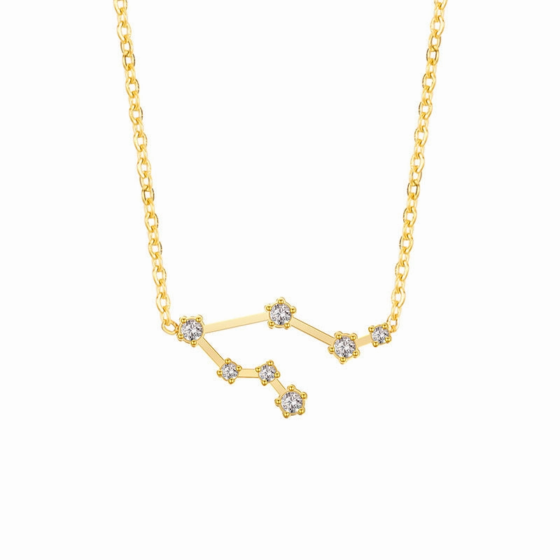 Wholesale of Twelve Constellations with Diamond Necklace Stainless Steel Collarbone Chain