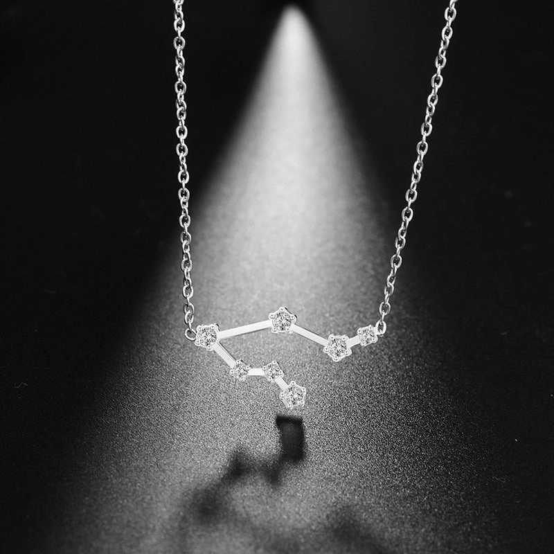 Wholesale of Twelve Constellations with Diamond Necklace Stainless Steel Collarbone Chain