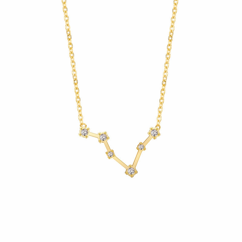 Wholesale of Twelve Constellations with Diamond Necklace Stainless Steel Collarbone Chain