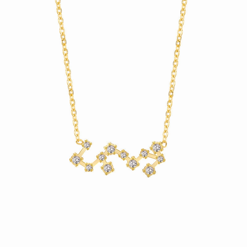 Wholesale of Twelve Constellations with Diamond Necklace Stainless Steel Collarbone Chain