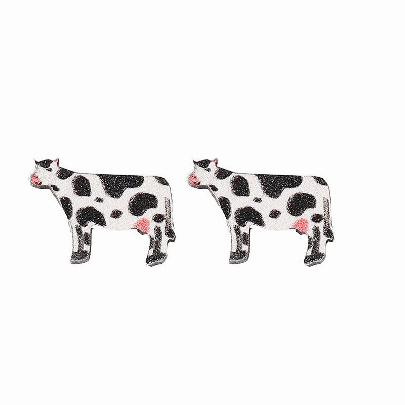 Wholesale of Western Cowboy Love Cow Wooden Earrings