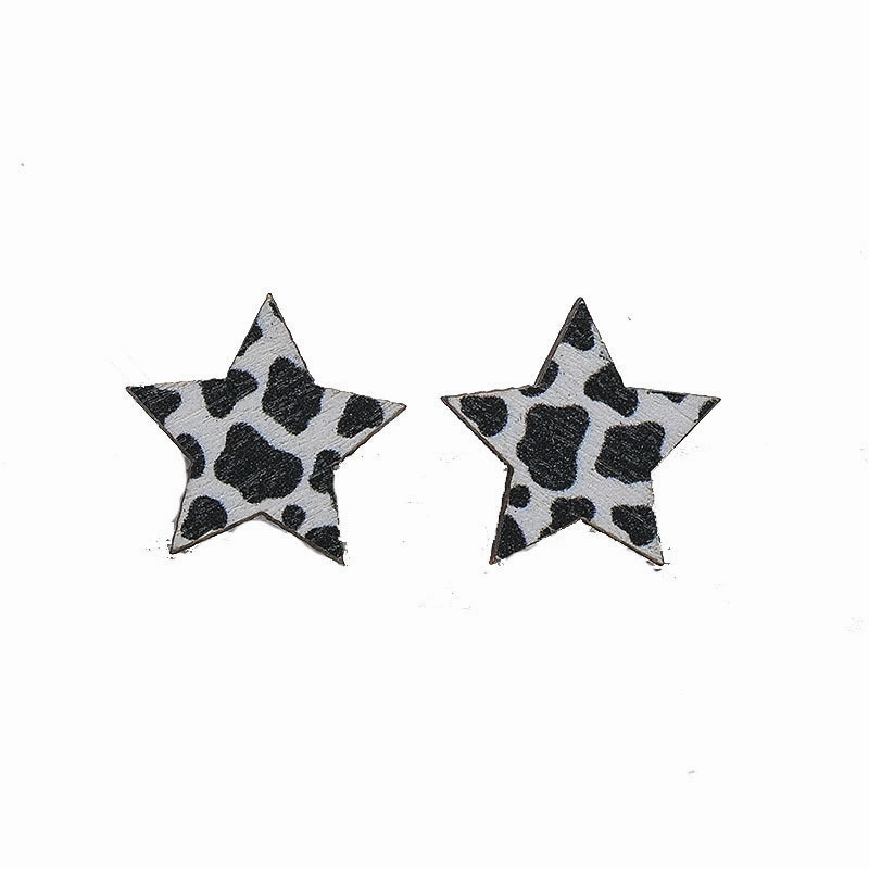 Wholesale of Western Cowboy Love Cow Wooden Earrings
