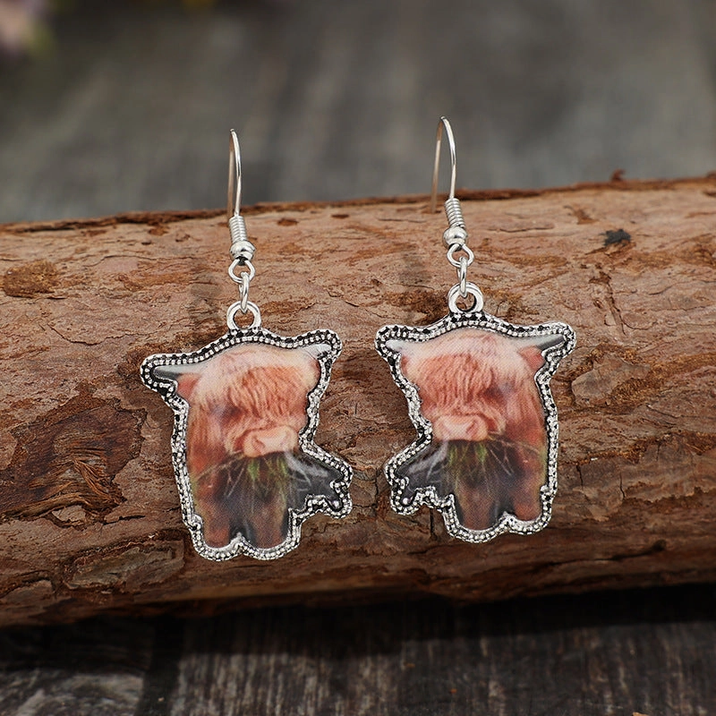 Wholesale of Western Fengxi Highland Cow Earrings
