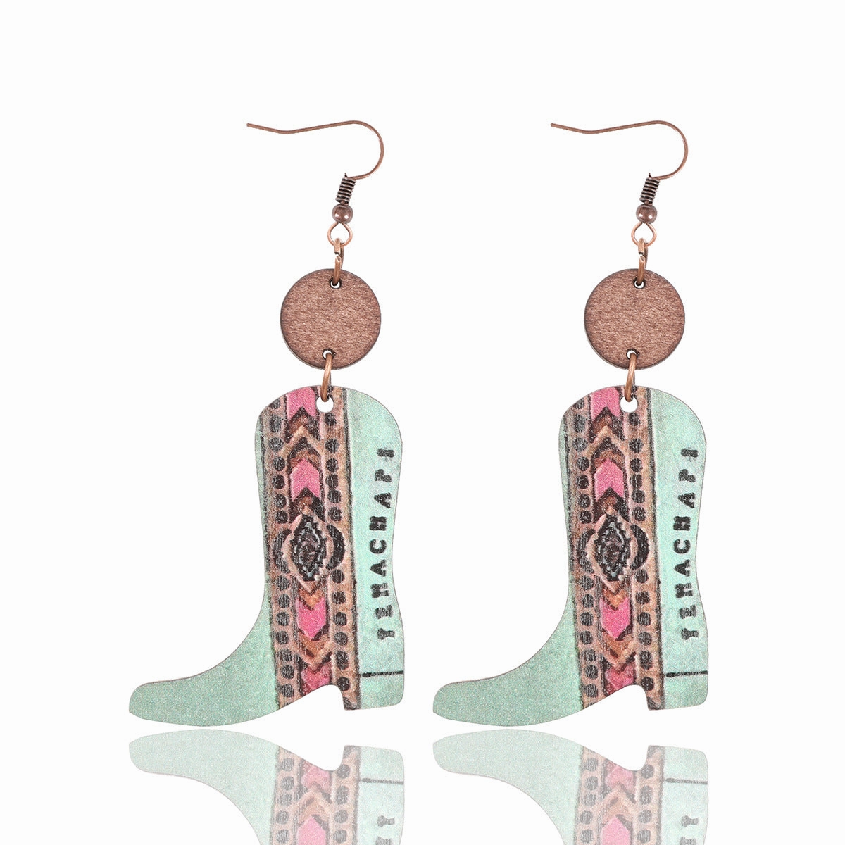 Wholesale of Western Style Plants, Flowers, Retro Ethnic Style Long Boots, Wooden Earrings
