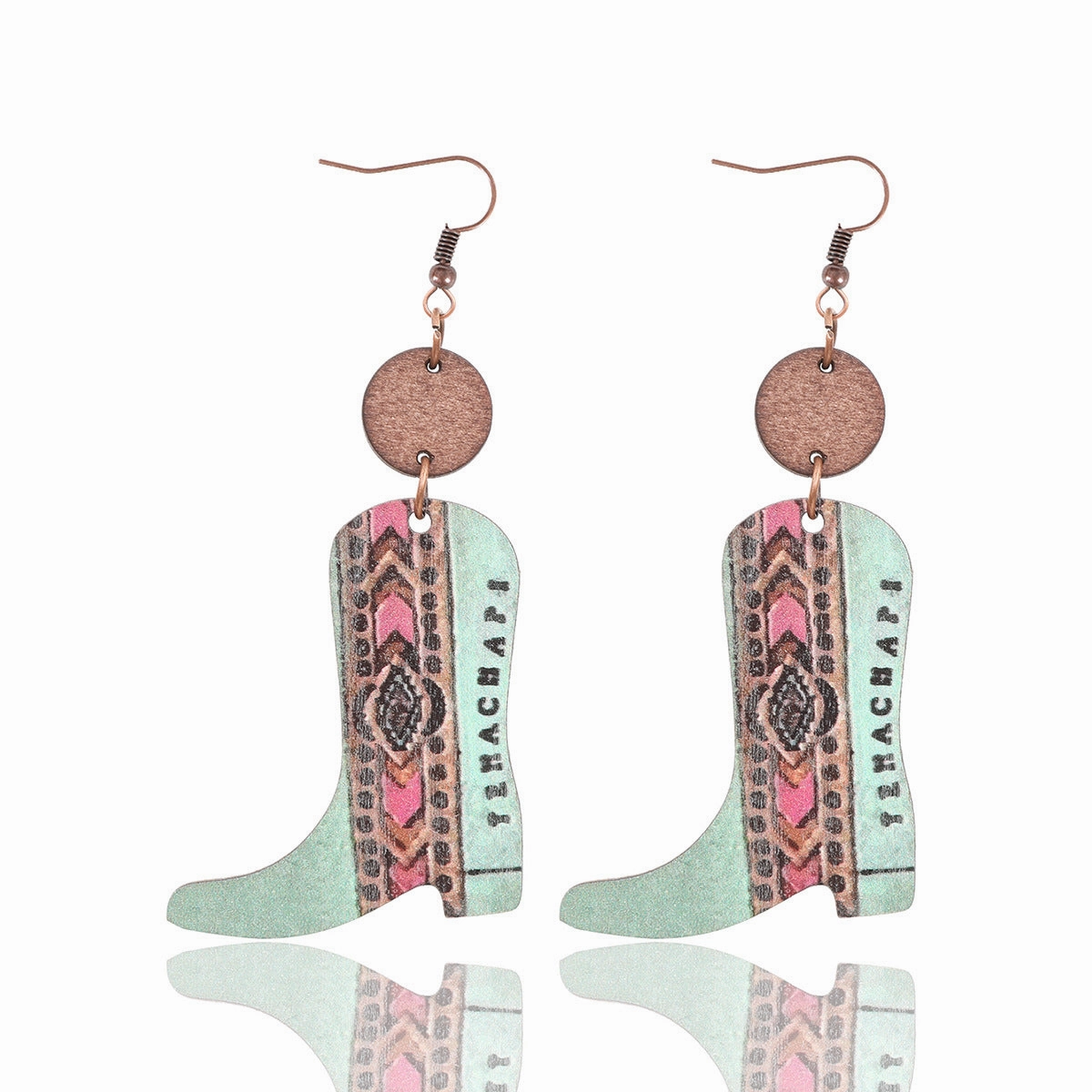 Wholesale of Western Style Plants, Flowers, Retro Ethnic Style Long Boots, Wooden Earrings