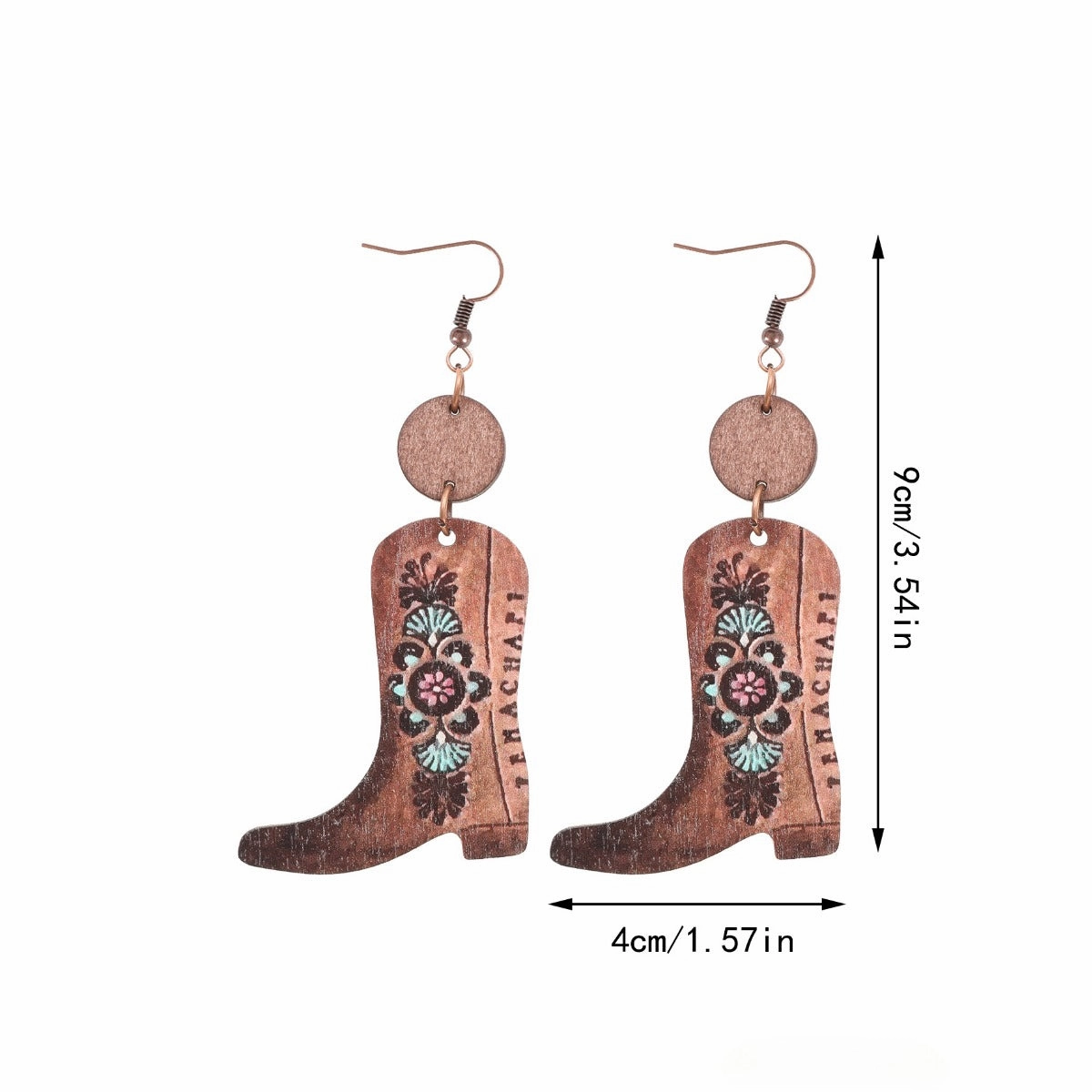 Wholesale of Western Style Plants, Flowers, Retro Ethnic Style Long Boots, Wooden Earrings