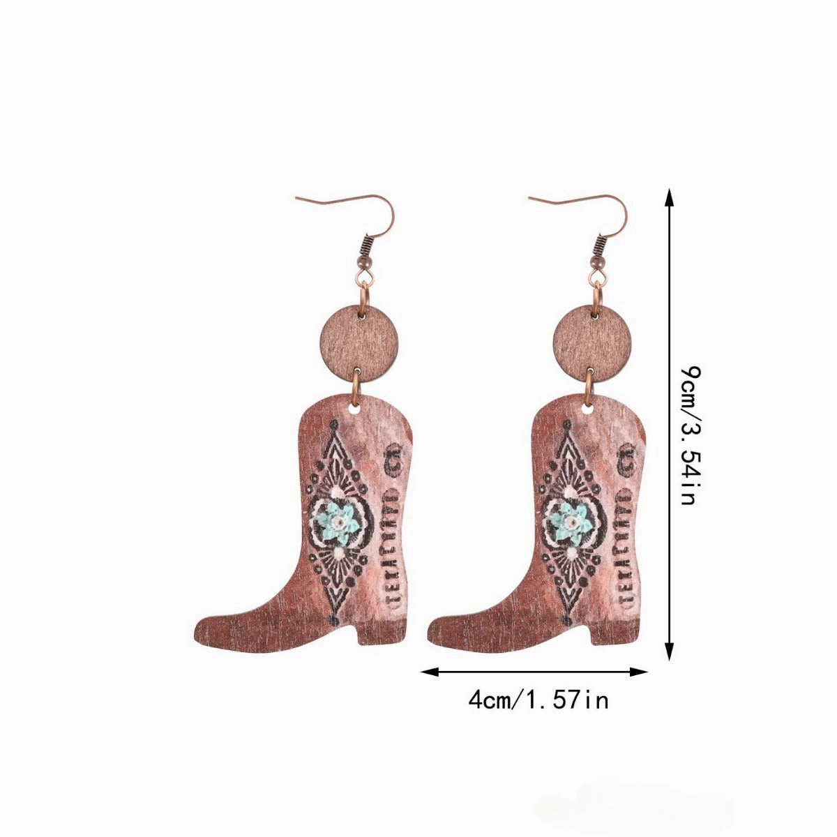 Wholesale of Western Style Plants, Flowers, Retro Ethnic Style Long Boots, Wooden Earrings