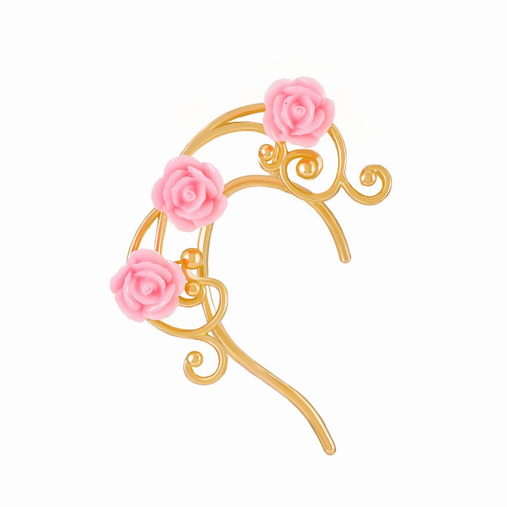 Wholesale Oil Drip Butterfly Rose Alloy Earrings