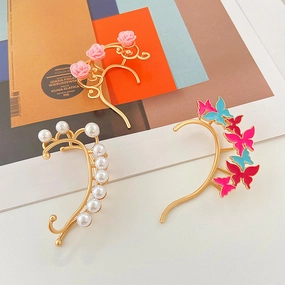 Wholesale Oil Drip Butterfly Rose Alloy Earrings