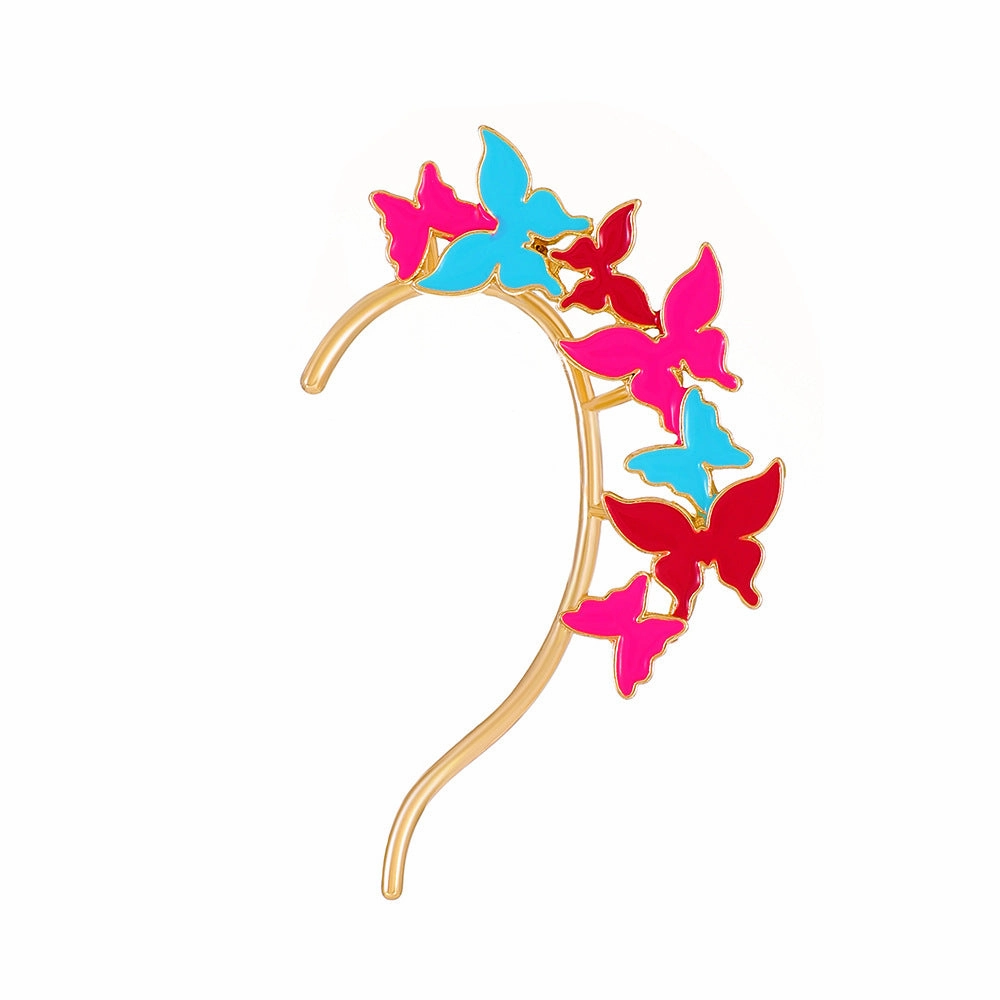 Wholesale Oil Drip Butterfly Rose Alloy Earrings
