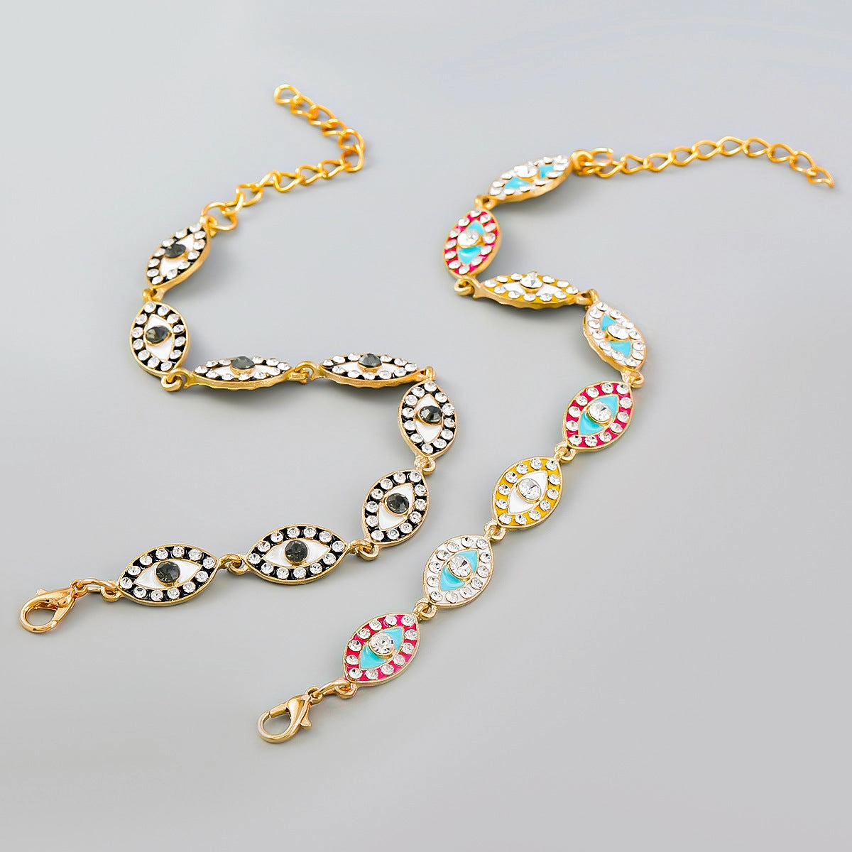 Wholesale Oil Drip Diamond Eyes Alloy Bracelet