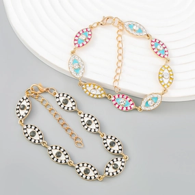 Wholesale Oil Drip Diamond Eyes Alloy Bracelet