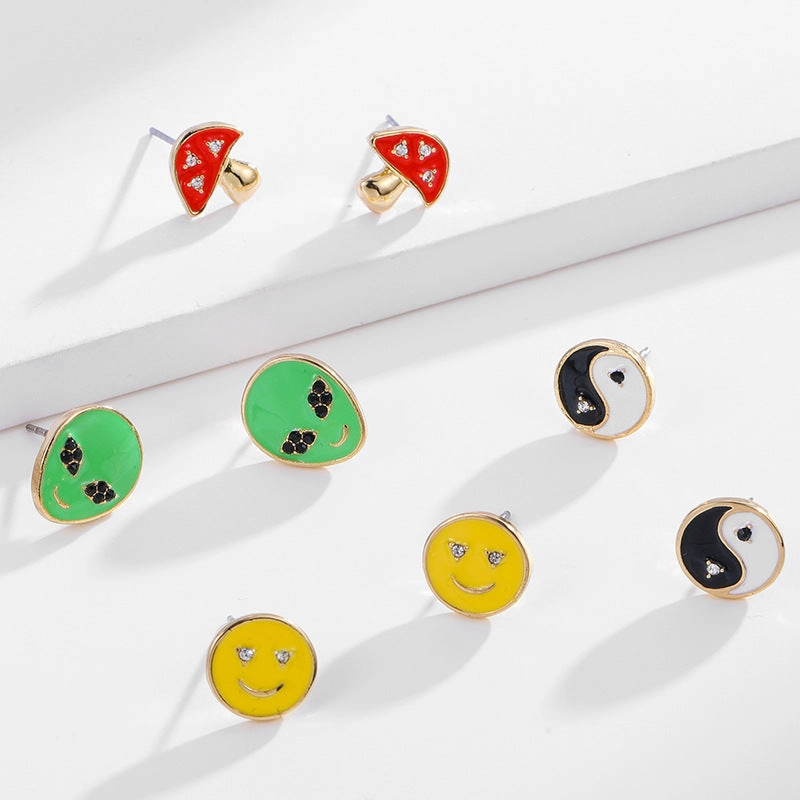 Wholesale Oil Drip Enamel Copper Earrings