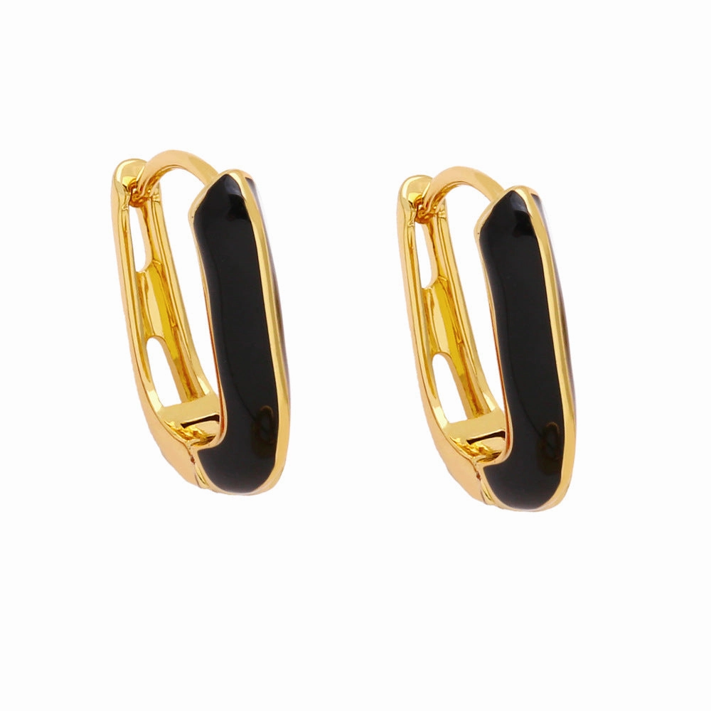 Wholesale Oil Drip U Shape Vintage Copper Earrings