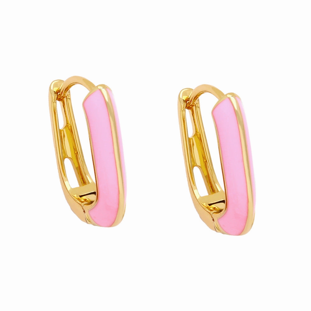 Wholesale Oil Drip U Shape Vintage Copper Earrings