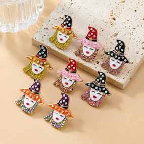 Wholesale Oil Dripping Diamond Hat Earrings