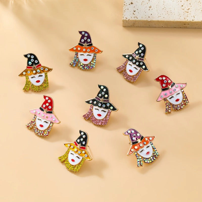 Wholesale Oil Dripping Diamond Hat Earrings