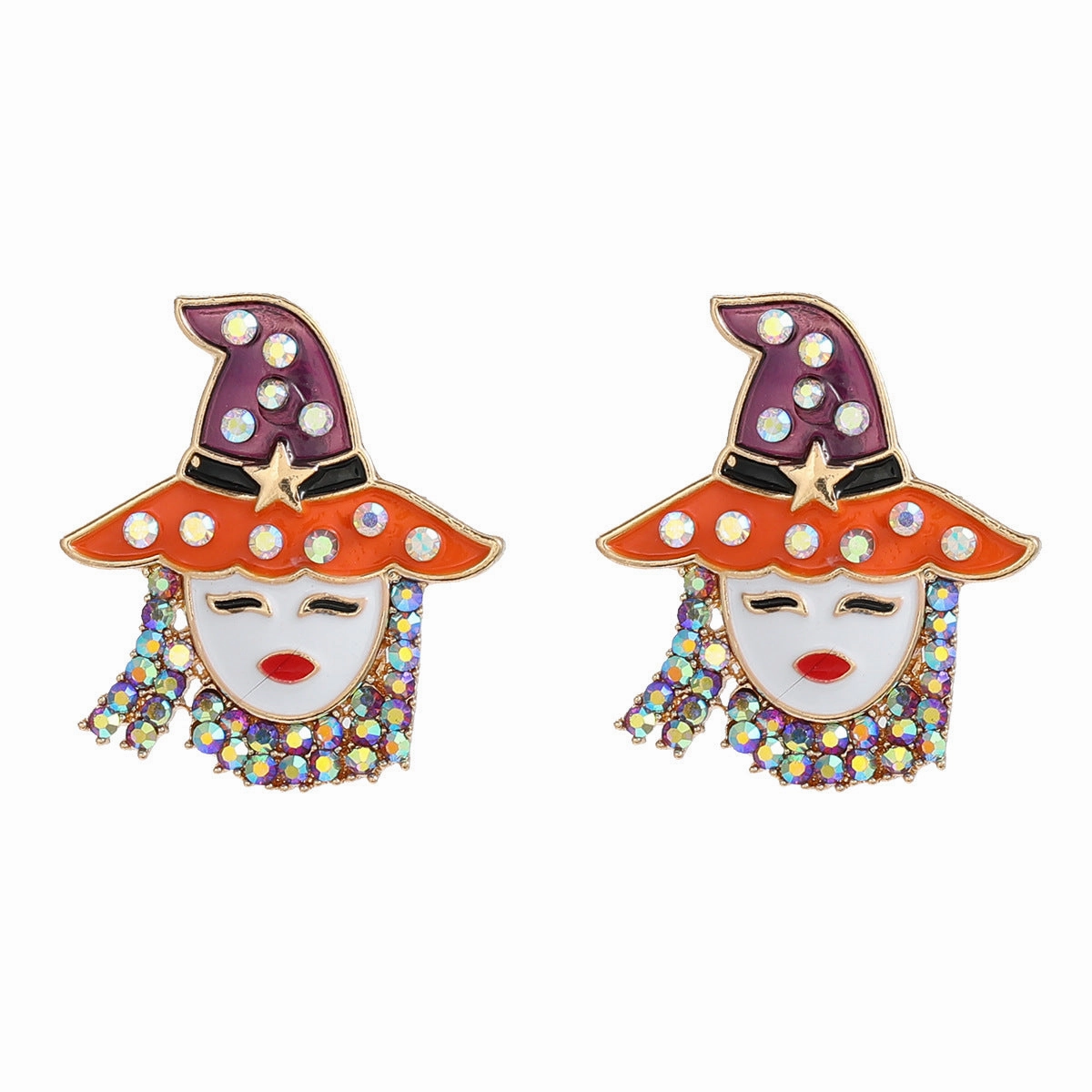 Wholesale Oil Dripping Diamond Hat Earrings