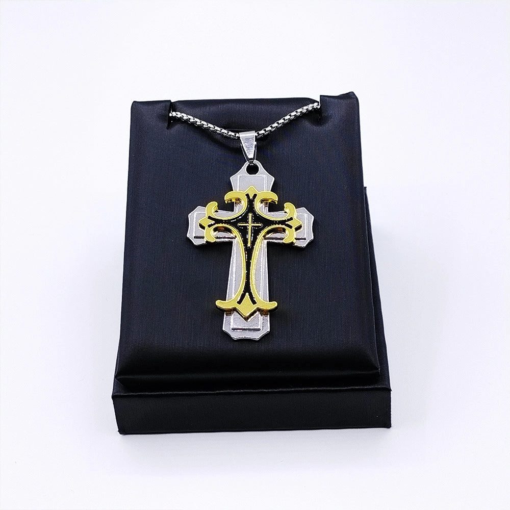 Wholesale Oil Dripping Mechanical Sense Metal Cross Alloy Retro Necklace